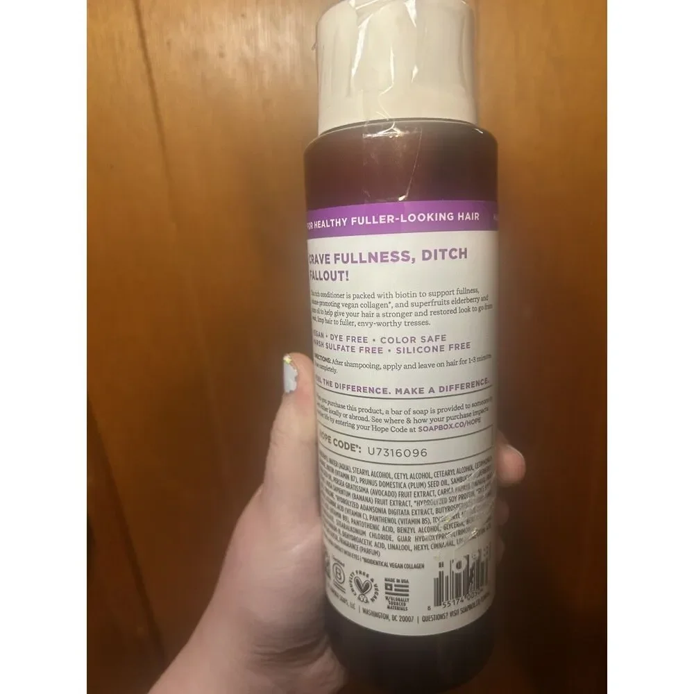 Soapbox Biotin & Superfruit Restore & Volume Conditioner 16oz Vegan Collagen NEW
